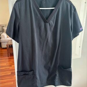 Cherokee Black Sleeve Scrub Top with side panels